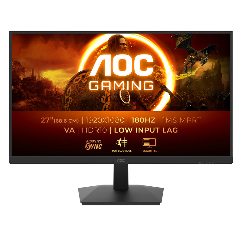 AOC 27-Inch Gaming Monitor | Full HD 1920x1080 | 180Hz | 1ms | Adaptive-Sync | HDMI + DisplayPort | Black