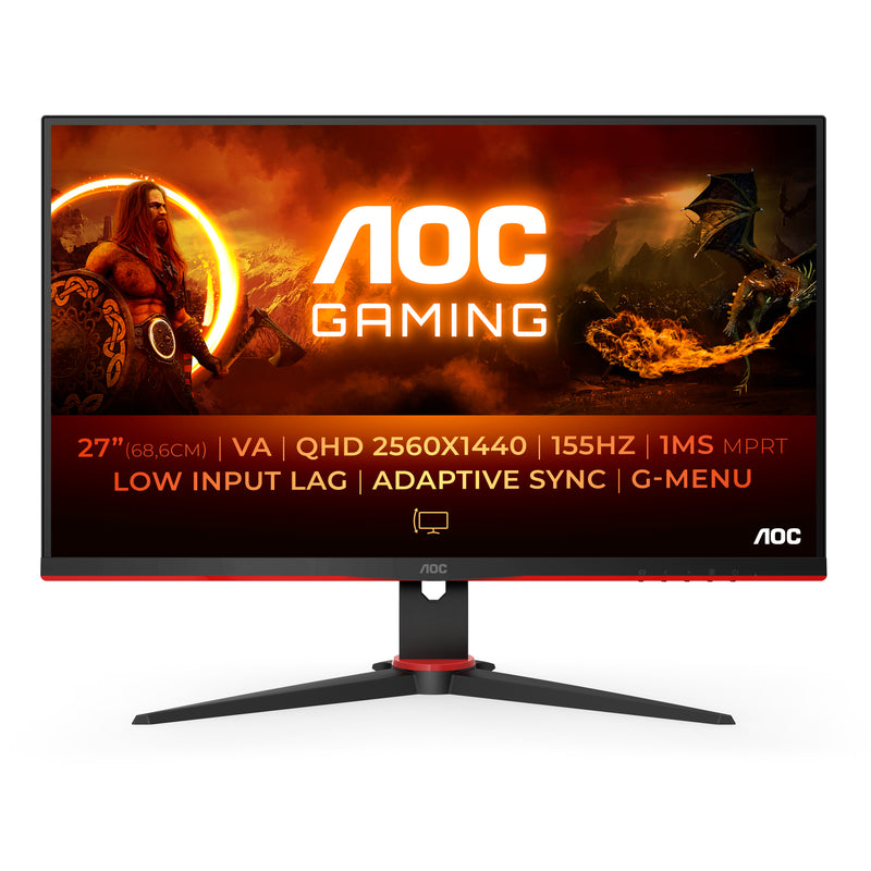 AOC | 27" Gaming Monitor | QHD 2560x1440 | 155Hz | 1ms MPRT | VA | FreeSync Premium | HDMI + DisplayPort | Black