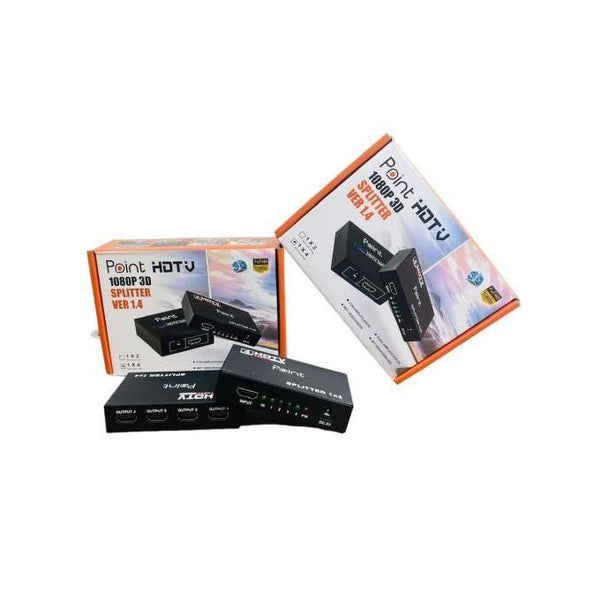 Point HDMI Splitter 1x4 Metal | 1 Input · 4 Outputs | 4K x 2K 30 Hz · 3D · HDCP | Metal Housing | Transmission Up To 15