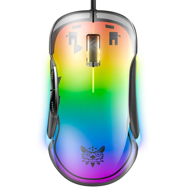 ONIKUMA CW925 Wired RGB Gaming Mouse | Up to 12800 DPI · 6 Levels | A825 Optical Sensor | 20 Million Click Switches | Lightweight | Transparent Black