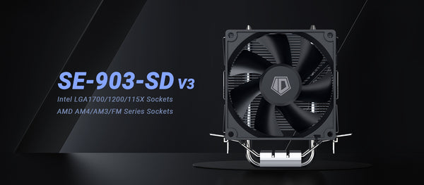 ID-COOLING SE-903-SD V3 CPU Air Cooler | 3 × 6mm Direct-Touch Heatpipes · 130W TDP | 92mm Fan · 2000 RPM · 37.44 CFM · 2