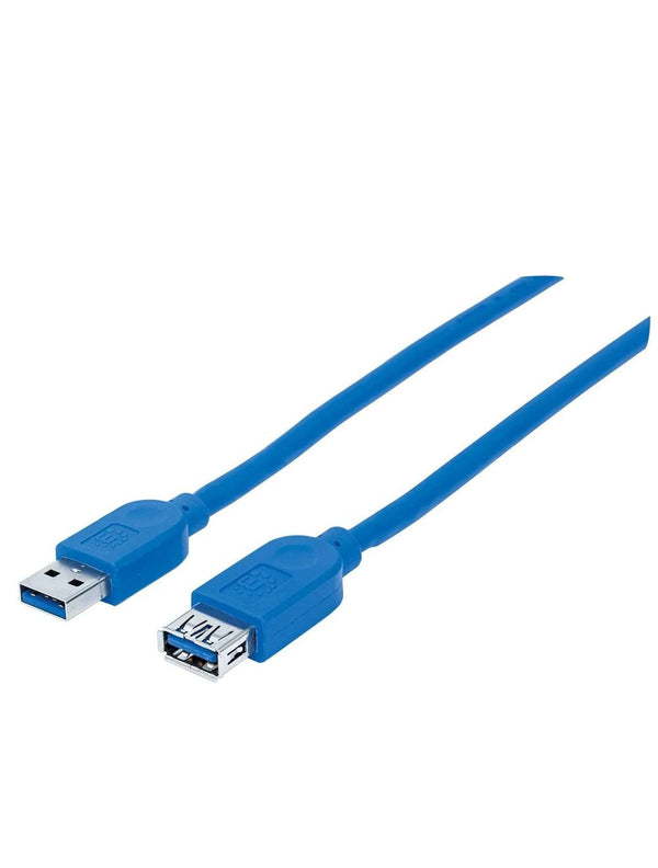 Manhattan 325394 SuperSpeed USB Extension Cable | USB-A Male to USB-A Female | USB 3.2 Gen 1 · 5 Gbps | 1 m | 28 AWG · Gold-Plated · Fully Shielded | Blue
