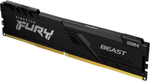Kingston FURY Beast DDR4 8GB Single Stick (1x8GB) Black | 3200MHz CL16-18-18 | Intel XMP 2.0 + AMD Ryzen Ready | Plug-N-Play 2666MHz | 1.35V | Low-Profile Aluminum Heat Spreader | Genuine Single Module | Universal DDR4 Compatibility