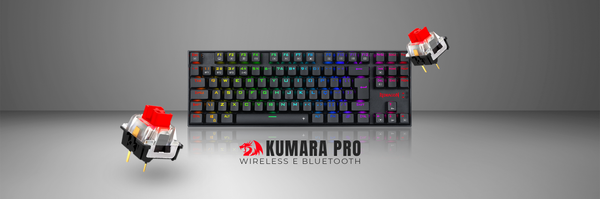 Redragon K552 KUMARA PRO TKL Mechanical Gaming Keyboard | 3-Mode: USB-C Wired + 2.4GHz + Bluetooth | Redragon Mk.II Red