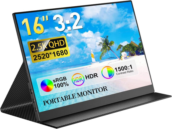 Kyyivwine 16 inch portable monitor 2520x1680 3:2 on folding cover stand