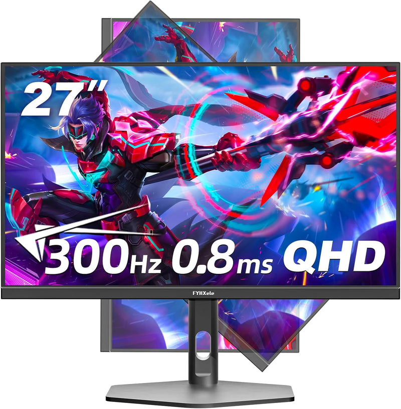 FYHXele | 27" Gaming Monitor | QHD | 300Hz | 0.8ms GtG | IPS | 100% sRGB | Height Adjustable