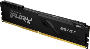 Kingston FURY Beast DDR4 8GB Single Module Black | 3600MT/s CL17-21-21 | Intel XMP 2.0 + Plug N Play | 1.35V | Low-Profile Heat Spreader | AMD Ryzen Ready | Auto-Overclocking | Non-RGB Stealth | Pair-Compatible | Single Stick from Kit