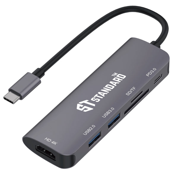 ST-Standard ST-95116D USB-C 6-in-1 Dock Station | HDMI 4K 3840×2160 @ 30 Hz | 2 × USB 3.0 · 5 Gbps | SD · microSD Reader