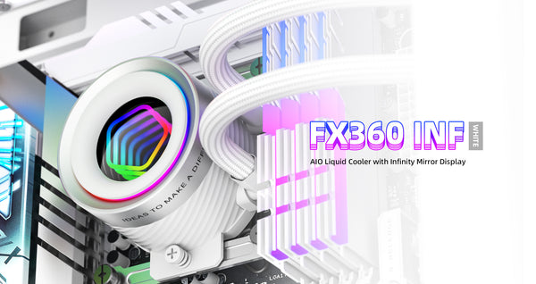 ID-COOLING FX360 INF WHITE 360mm ARGB AIO Liquid CPU Cooler | 396×120×27mm Radiator | 3×120mm PWM Fans · 300–2000 RPM ·