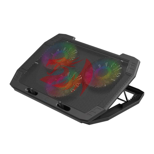 Redragon GCP511 Ingrid Laptop Cooling Pad | 3 x 120mm Fans | Programmable RGB Lighting with Control Button | Supports 15