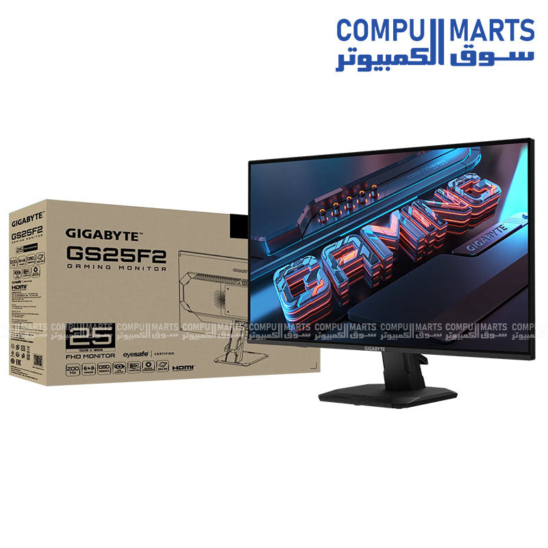 GIGABYTE GS25F2 24.5" Gaming Monitor | FHD 1920x1080 · 200Hz | SuperSpeed IPS · 1ms GTG | AMD FreeSync Premium · HDR10 | 2x HDMI 2.0 · DisplayPort 1.4 | Black