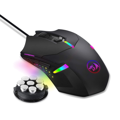 Redragon M601-RGB Centrophorus RGB Backlit Wired Gaming Mouse | Up to 7200 DPI · Pixart 3317 | 1000 Hz · 4000 FPS | 7 Buttons · 6 Programmable | 8-Piece Weight Tuning · 85 g | Black