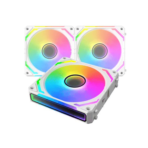 XIGMATEK Starlink Ultra Arctic ARGB Case Fan | 3-Pack 120mm | 800-2000 RPM · 68.5 CFM · 2.05 mmH2O | <29.2 dBA · Hydraul