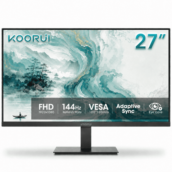 KOORUI | 24" Monitor | Full HD 1920x1080 | 75Hz | 5ms | VA | HDMI + VGA | Black