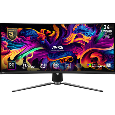 MSI MAG 341CQP QD-OLED 34-Inch Ultrawide Curved Gaming Monitor | UWQHD | 175Hz | QD-OLED 1800R | Black