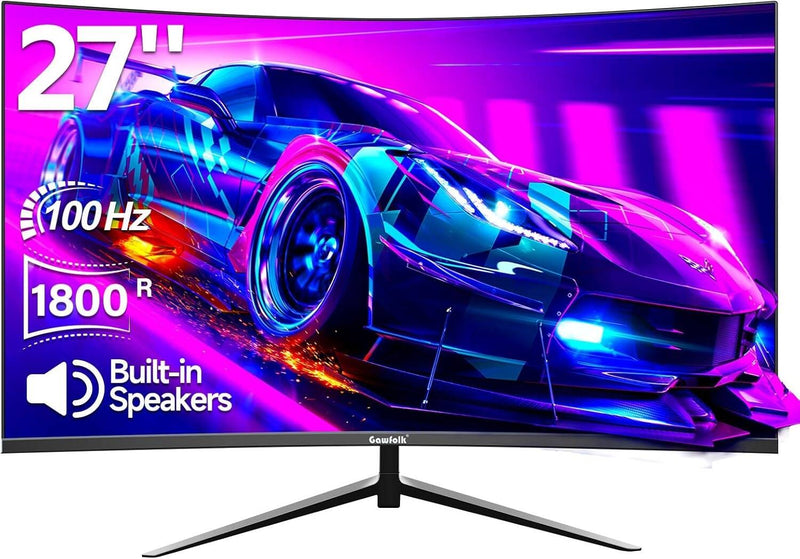 Gawfolk GF270H | 27" FHD VA Curved Gaming Monitor | 100Hz | 1ms | 1800R | FreeSync
