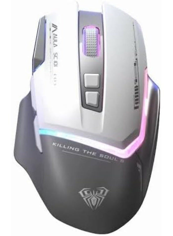 AULA SC101 Wireless Gaming Mouse | 2.4GHz Wireless · Bluetooth Dual Mode | Rechargeable 500mAh Battery | Ergonomic Right