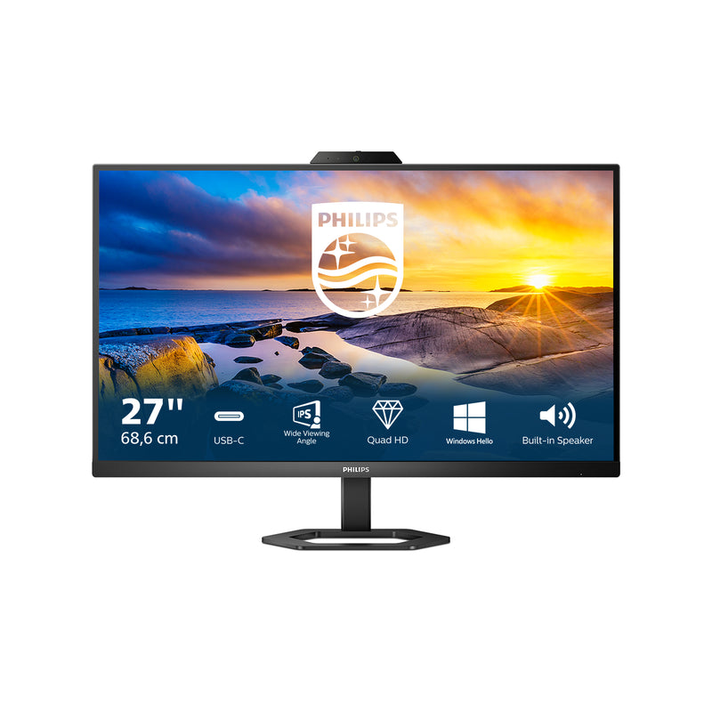 Philips 27E1N5600HE 27-Inch Monitor | QHD 2560x1440 | 75Hz | IPS Panel | HDMI + DisplayPort + USB-C | Height Adjustable | Black