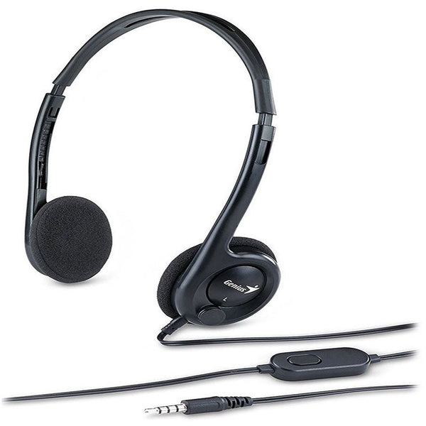 Genius HS-M200C Lightweight PC Headset | Single 3.5mm Jack · 1.8m Cable | 20Hz–20kHz · 32Ω · 105dB | Boom Microphone · 5