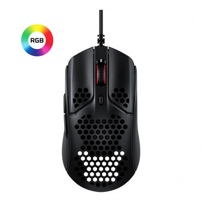 HyperX Pulsefire Haste Gaming Mouse | Pixart 3335 · Up to 16000 DPI | 59 g Honeycomb Shell | 6 Buttons · TTC Golden 60M Click Switches | 1000 Hz · HyperFlex Paracord USB | Black
