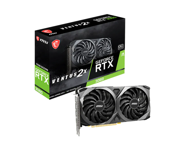 MSI GeForce RTX 3060 VENTUS 2X 12G OC Graphics Card | 12GB GDDR6 · 15 Gbps · 192-bit | 1807 MHz Boost · 3584 CUDA Cores