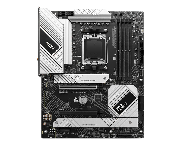 MSI PRO B650-A WiFi | AMD AM5 ATX Motherboard | DDR5 7600+ | PCIe 4.0 | 3× M.2 Gen4 | WiFi 6E | 2.5G LAN | USB 3.2 Gen 2x2 | For Ryzen 7000/8000/9000 | Pro Series