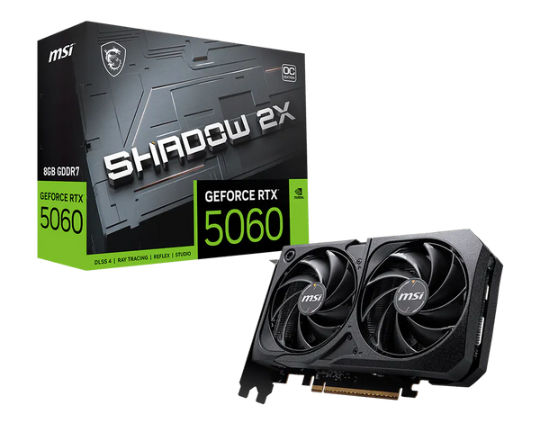 MSI GeForce RTX 5060 8G SHADOW 2X OC Graphics Card | 8GB GDDR7 · 128-bit · 28 Gbps | 3840 CUDA Cores · 2527 MHz Boost |