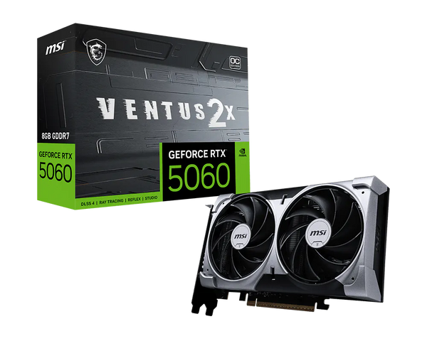 MSI GeForce RTX 5060 8G VENTUS 2X OC Graphics Card | 8GB GDDR7 · 128-bit · 28 Gbps | 3840 CUDA Cores · 2527 MHz Boost |
