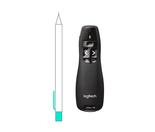Logitech R400 Wireless Presenter | 2.4 GHz · 15 m Range | Class 2 Red Laser Pointer | Plug-and-Play USB Receiver | 13-Mo