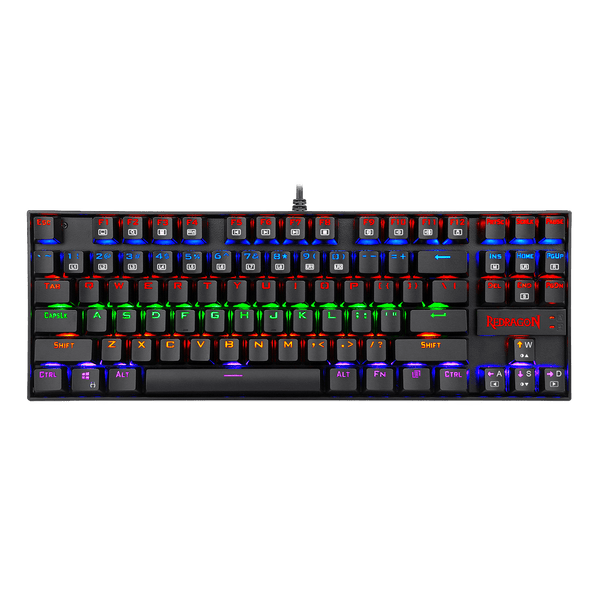 Redragon K552 KUMARA 87-Key TKL Mechanical Gaming Keyboard | Rainbow LED Backlight, 19 Modes | Blue or Red Switches, Hot
