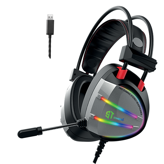 Standard GM-07 USB Gaming Headset | Virtual 7.1 Surround Sound | 50mm Drivers | 20Hz-20kHz · 16Ω | RGB Lit Earcups | Omn