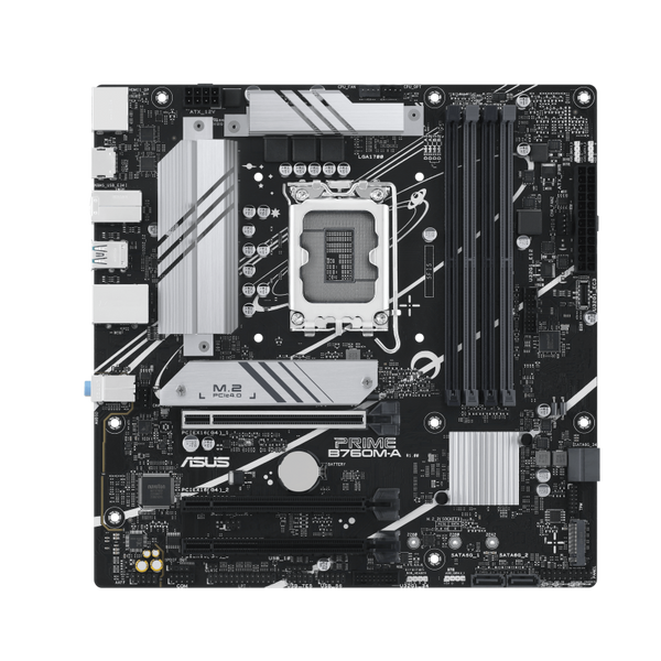 ASUS PRIME B760M-A-CSM Motherboard | Intel B760 · LGA 1700 | 4 x DDR5 up to 128GB · 7200 MT/s (OC) | 2 x PCIe 4.0 M.2 ·