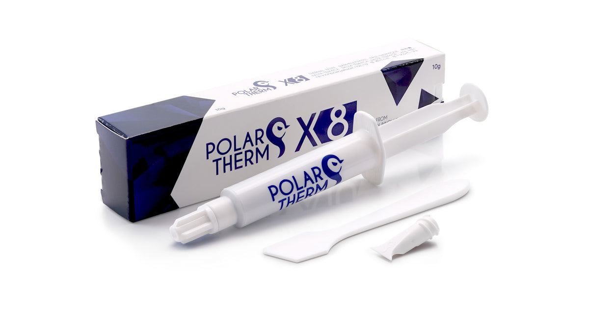 Polartherm X-8 Thermal Paste | 10 g · PT-X8-010 | 2.6 g/cm³ · Not Electrically Conductive (0 pS/m) | -50°C to +150°C | Spatula + Applicator Included | Grey