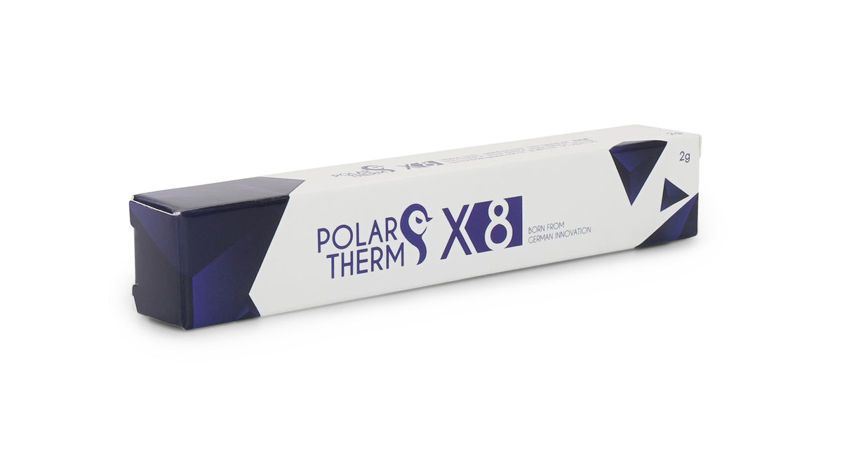 Polartherm X-8 Thermal Paste | 2 g · PT-X8-002 | 2.6 g/cm³ · Not Electrically Conductive (0 pS/m) | -50°C to +150°C | Spatula + Applicator Included | Grey
