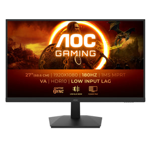AOC 27-Inch Gaming Monitor | Full HD 1920x1080 | 180Hz | 1ms | Adaptive-Sync | HDMI + DisplayPort | Black