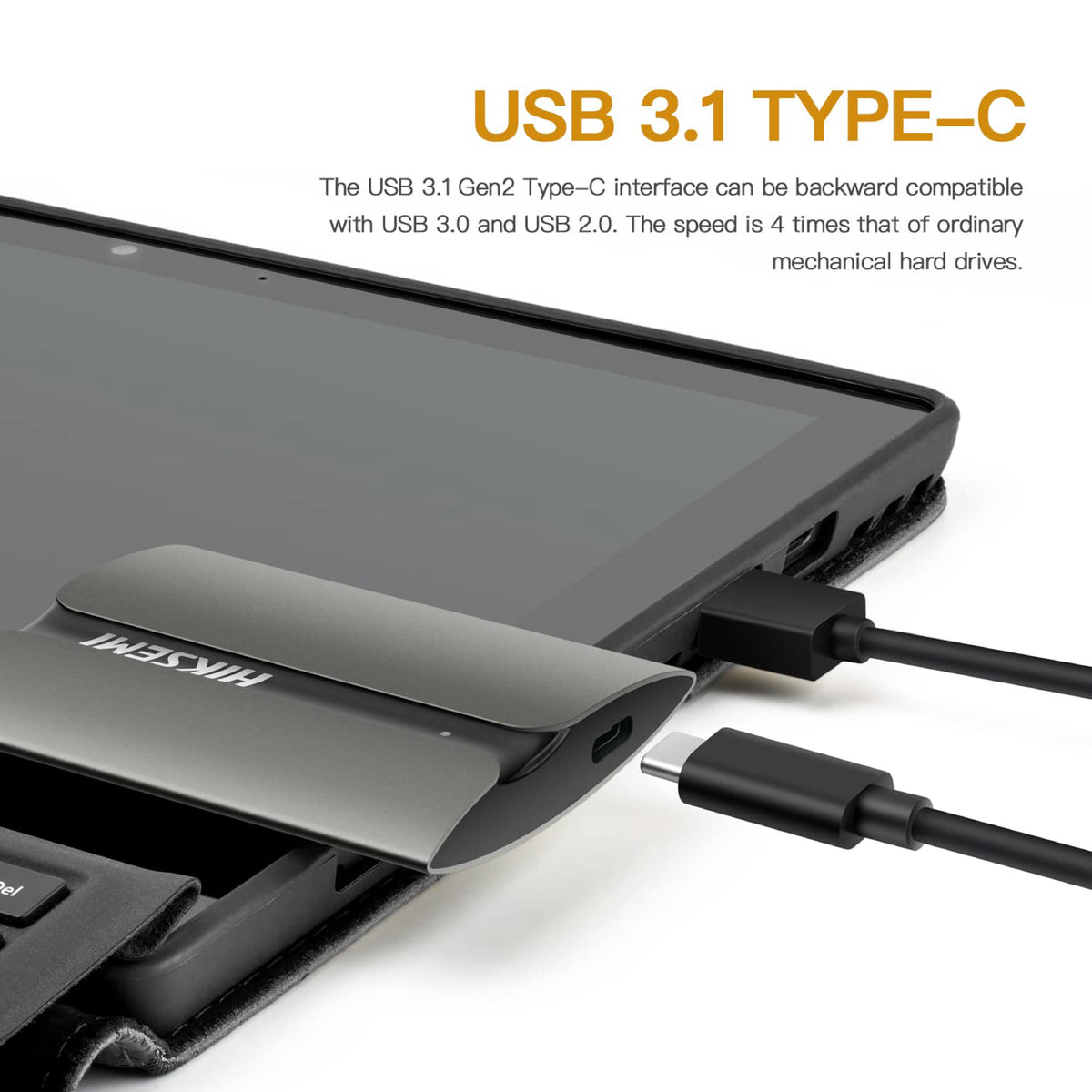 HIKSEMI T300S 512GB Portable SSD | USB 3.2 · Type-C | Up to 560 MB/s Read · 500 MB/s Write | Aluminium Alloy · 48 g | Black