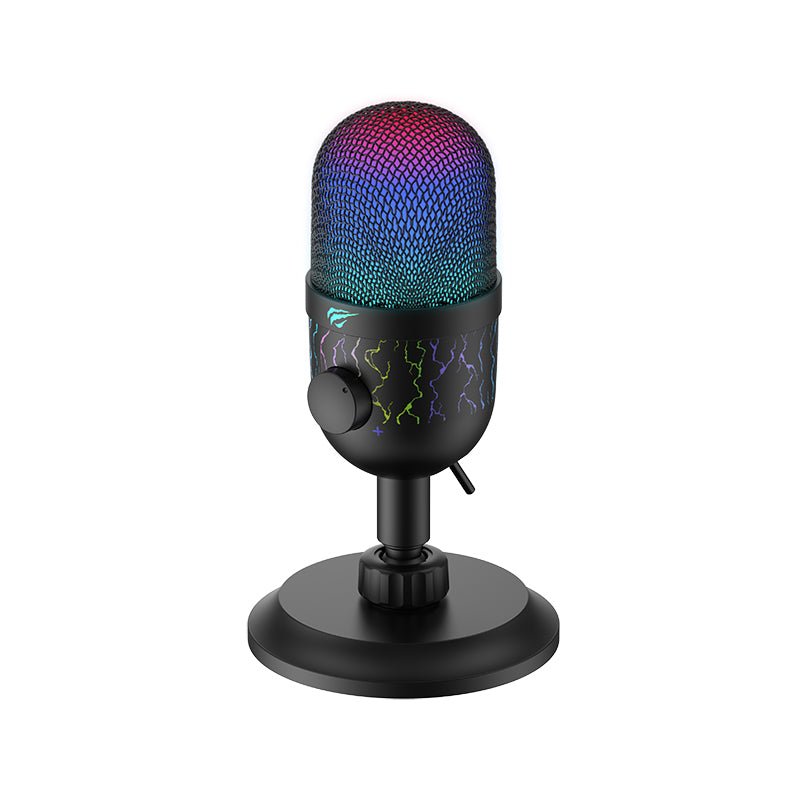 Havit Gamenote GK52 USB RGB Condenser Microphone | Cardioid Pickup | 100Hz-18kHz | 48kHz/16-bit | -33±2dB Sensitivity | 