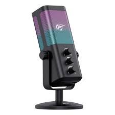 Havit Gamenote GK65 Portable USB-C RGB Condenser Microphone | Cardioid Pickup | 80Hz-16kHz | 3.5mm Real-Time Monitoring 