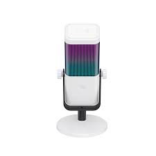 Havit Gamenote GK65 Portable USB-C RGB Condenser Microphone | Cardioid Pickup | 80Hz-16kHz | 3.5mm Real-Time Monitoring | One-Tap Mute with LED Indicator | Built-In Noise Reduction | 9 RGB Lighting Modes | 2m USB-C Cable | Stand Included