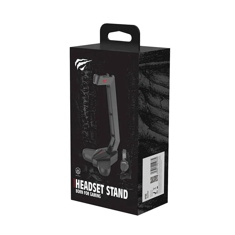 Havit HY505 Gaming Headphone Stand | Backlit Headset Holder | 2 x USB 2.0 Ports | 3.5mm Audio Port | 281 x 120 x 102 mm | 455 g | Black