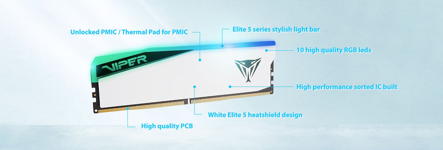 Patriot Viper Elite 5 RGB DDR5 32GB Kit (2x16GB) Desktop Memory | 7000 MT/s · CL32 · 1.45V | Intel XMP 3.0 | On-Die ECC 