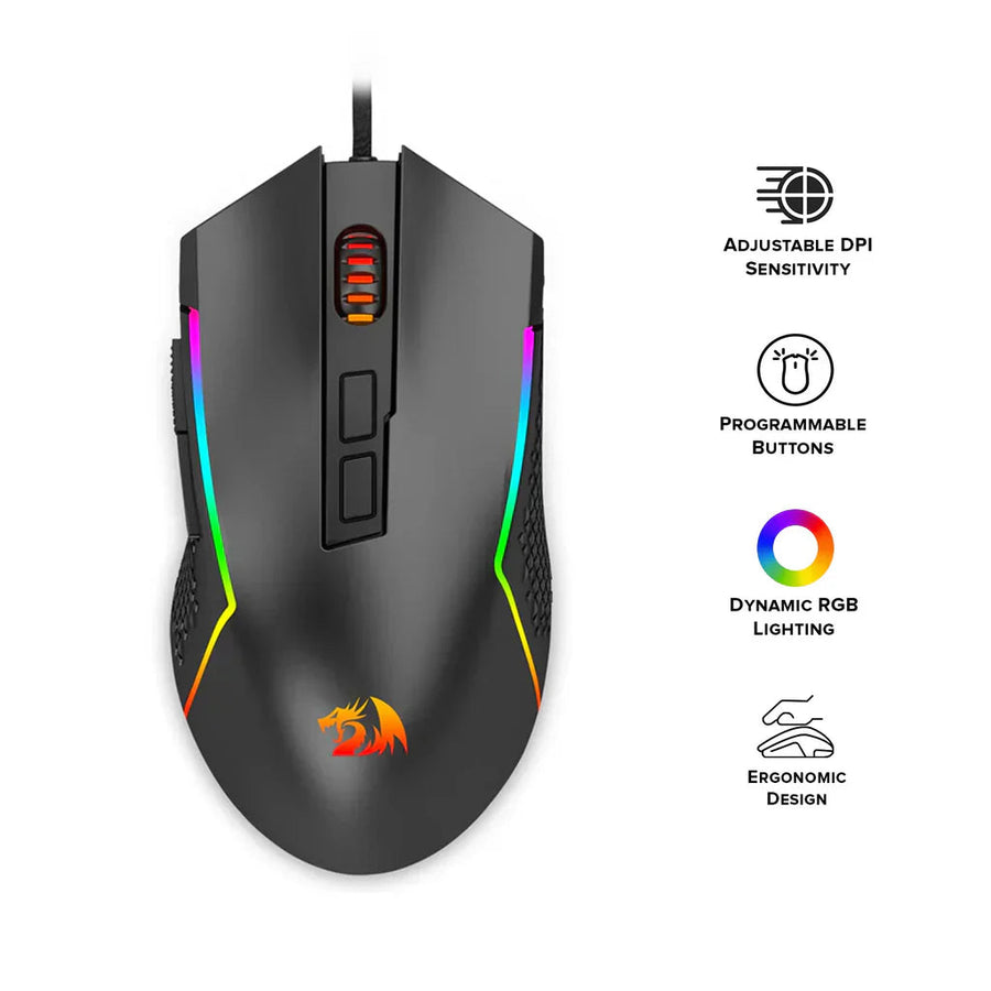 Redragon M613-RGB Trident Lite Gaming Mouse | 8000 DPI · 5 Levels | 7 Programmable Buttons | RGB Backlight · 8 Patterns 
