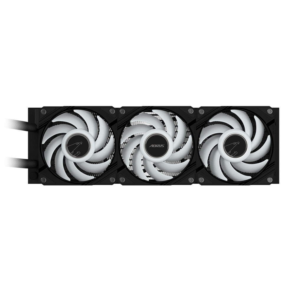 Gigabyte AORUS WATERFORCE II 360 ARGB 360mm AIO Liquid CPU Cooler | 3× 120mm ARGB EZ-Chain · 800-2300 RPM · 64.95 CFM | Copper Block · 330° Rotatable · Pump 1600-3400 RPM | LGA1851/1700 · AM5/AM4 | Black