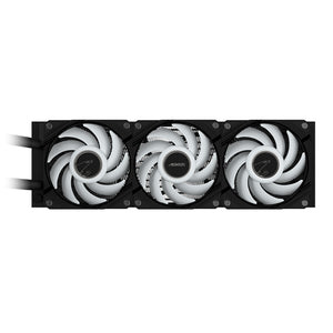 Gigabyte AORUS WATERFORCE II 360 ARGB 360mm AIO Liquid CPU Cooler | 3× 120mm ARGB EZ-Chain · 800-2300 RPM · 64.95 CFM | Copper Block · 330° Rotatable · Pump 1600-3400 RPM | LGA1851/1700 · AM5/AM4 | Black