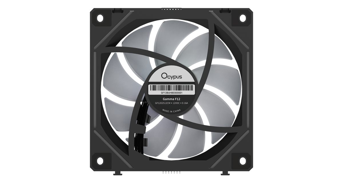 Ocypus Gamma F12 UNI BK ARGB 3-in-1 Case Fan | 120mm · 3-Pack · Cable-Free Interlocking | PWM 800-1800 RPM · 53 CFM | 1.65 mmH2O · ≤31 dBA | Black