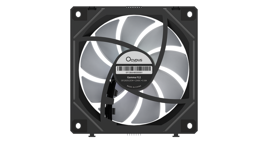Ocypus Gamma F12 UNI BK ARGB 3-in-1 Case Fan | 120mm · 3-Pack · Cable-Free Interlocking | PWM 800-1800 RPM · 53 CFM | 1.