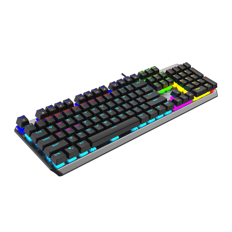 AULA F2066-II Wind Mechanical Gaming Keyboard | 104 Keys · 100% Full-Size | Blue Switches | 20 Lighting Effects | Metal 