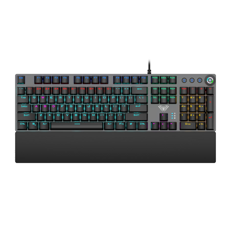 AULA F2058 Mechanical Gaming Keyboard | 104 Keys · 100% Full-Size | KRGD Blue Switches · 60M Keystrokes | Rainbow RGB Ba