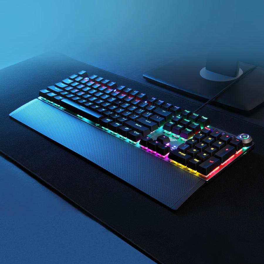 AULA F2058 Mechanical Gaming Keyboard | 104 Keys · 100% Full-Size | KRGD Blue Switches · 60M Keystrokes | Rainbow RGB Ba