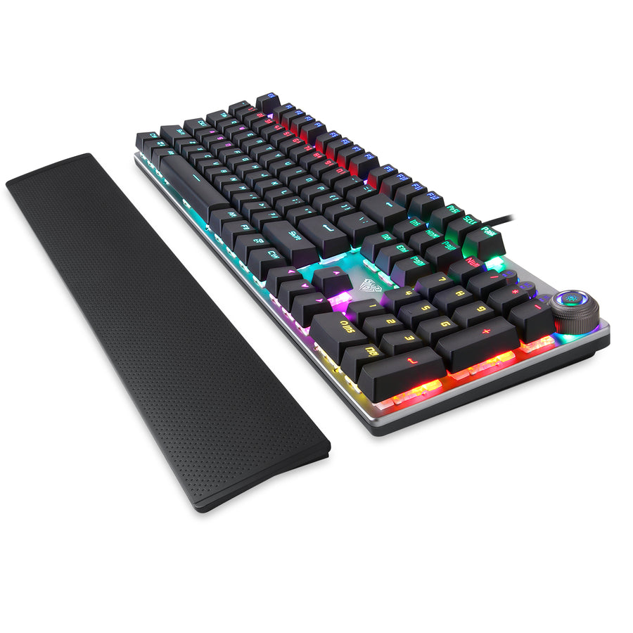 AULA F2058 Mechanical Gaming Keyboard | 104 Keys · 100% Full-Size | KRGD Blue Switches · 60M Keystrokes | Rainbow RGB Ba